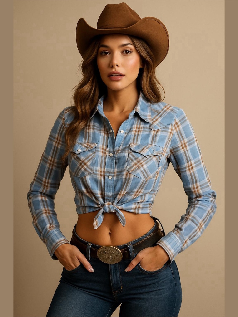 Wranglers Women’s Button Down Plaid Pearl Buttons Shirt Size M Coastal Cowgirl